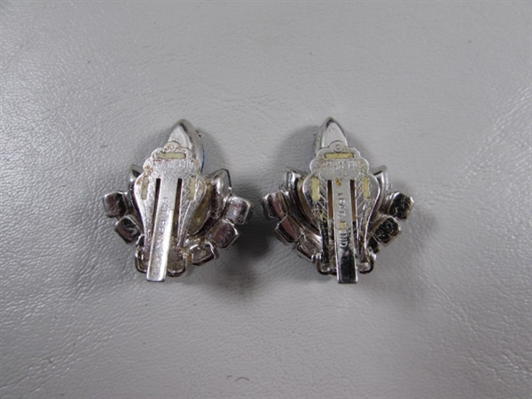2 VINTAGE BROOCHES W/MATCHING CLIP-ON STYLE EARRINGS