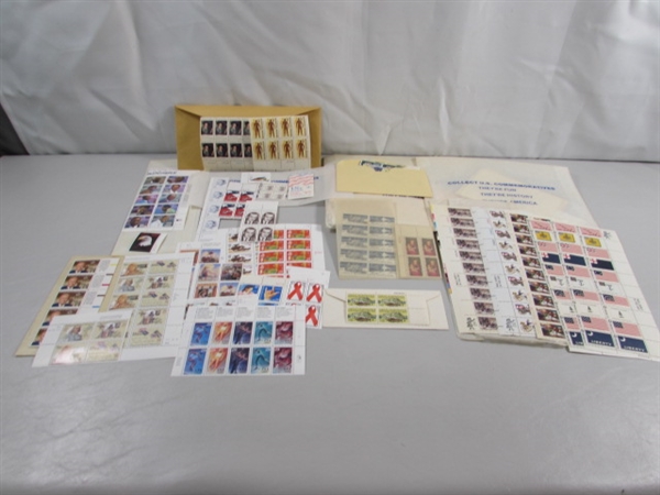 LARGE COLLECTION OF UNUSED US POSTAGE STAMP BLOCKS & SOME SINGLES - MNH