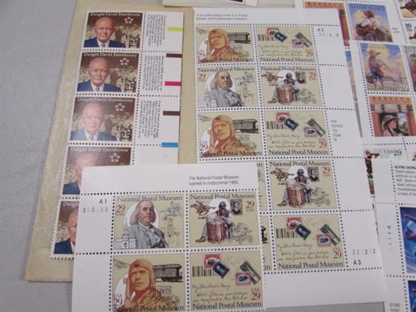 LARGE COLLECTION OF UNUSED US POSTAGE STAMP BLOCKS & SOME SINGLES - MNH