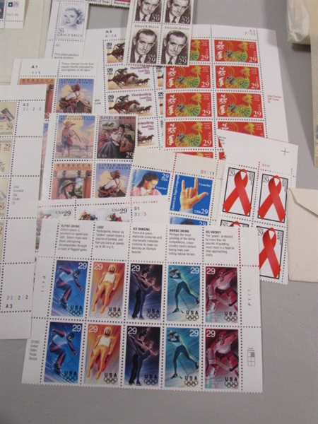 LARGE COLLECTION OF UNUSED US POSTAGE STAMP BLOCKS & SOME SINGLES - MNH
