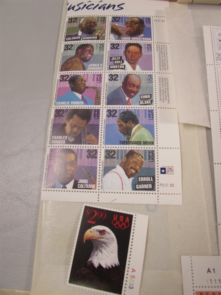 LARGE COLLECTION OF UNUSED US POSTAGE STAMP BLOCKS & SOME SINGLES - MNH