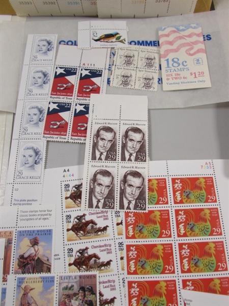 LARGE COLLECTION OF UNUSED US POSTAGE STAMP BLOCKS & SOME SINGLES - MNH