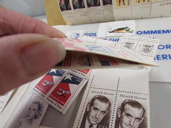 LARGE COLLECTION OF UNUSED US POSTAGE STAMP BLOCKS & SOME SINGLES - MNH