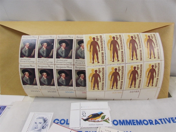 LARGE COLLECTION OF UNUSED US POSTAGE STAMP BLOCKS & SOME SINGLES - MNH