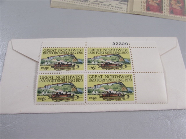 LARGE COLLECTION OF UNUSED US POSTAGE STAMP BLOCKS & SOME SINGLES - MNH