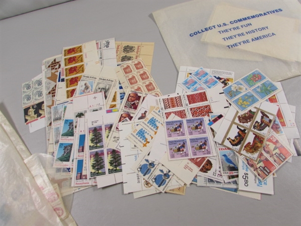 LARGE COLLECTION OF UNUSED US POSTAGE STAMP BLOCKS & SOME SINGLES - MNH