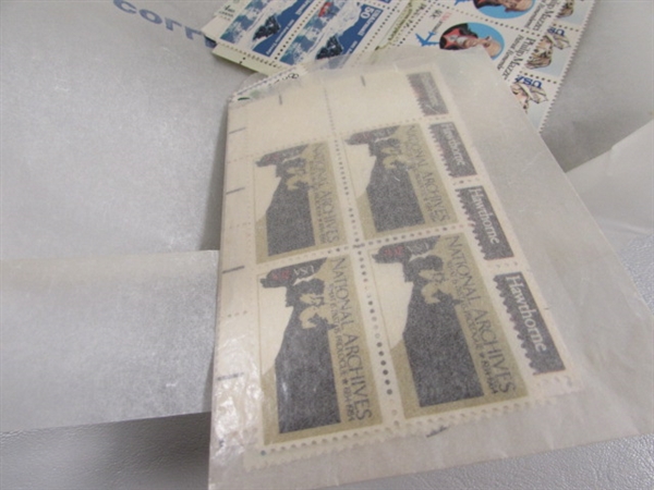 LARGE COLLECTION OF UNUSED US POSTAGE STAMP BLOCKS & SOME SINGLES - MNH