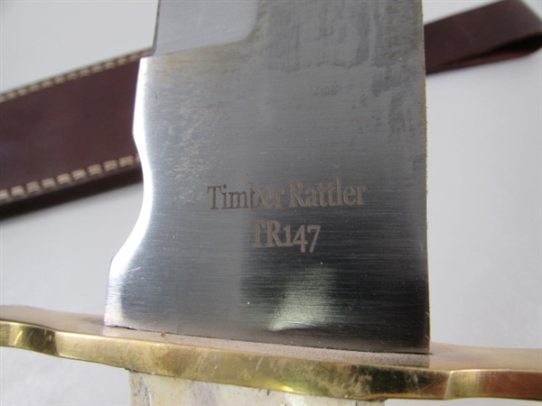 NEW TIMBER RATTLER BOWIE KNIFE W/LEATHER SHEATH