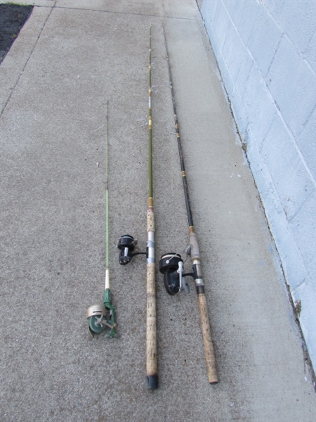 3 VINTAGE FISHING POLES