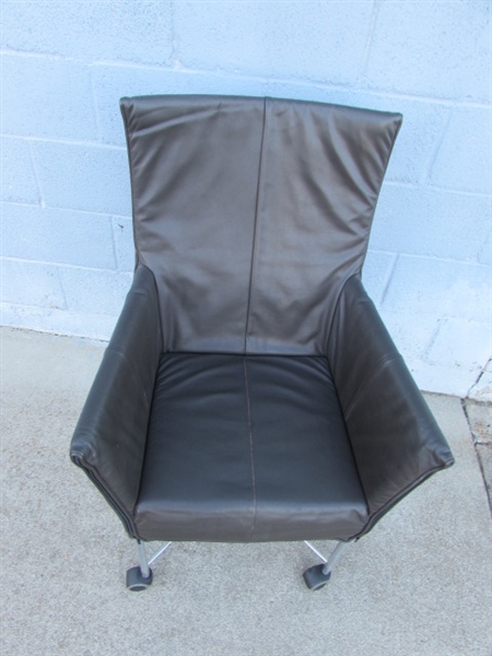 MONTIS CHARLY CHAIR LEATHER & CHROME ARMCHAIR WITH CASTORS