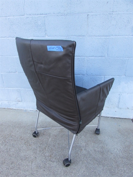 MONTIS CHARLY CHAIR LEATHER & CHROME ARMCHAIR WITH CASTORS