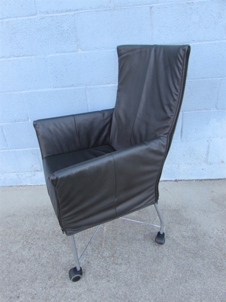 MONTIS CHARLY CHAIR LEATHER & CHROME ARMCHAIR WITH CASTORS