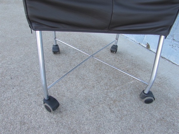 MONTIS CHARLY CHAIR LEATHER & CHROME ARMCHAIR WITH CASTORS