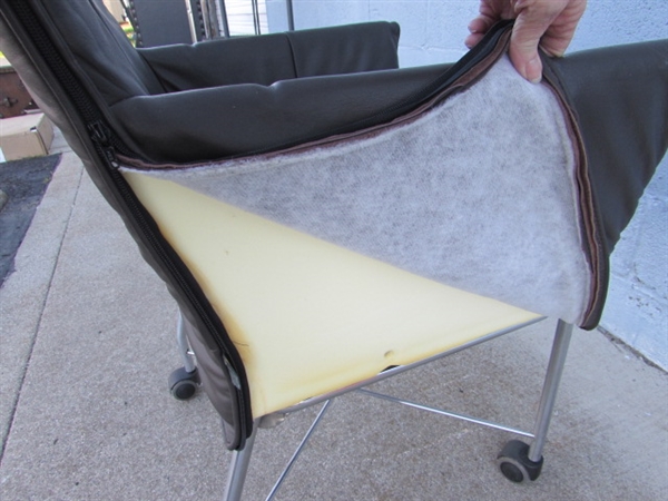 MONTIS CHARLY CHAIR LEATHER & CHROME ARMCHAIR WITH CASTORS