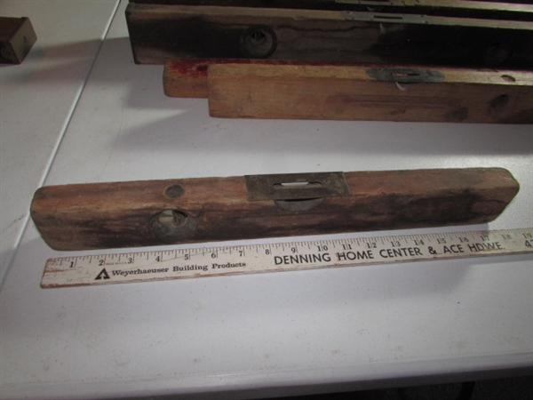 6 VINTAGE WOOD LEVELS