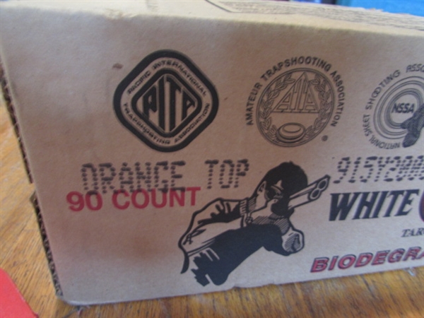 CASE OF WHITE FLYER TARGETS AND 2 TARGET THROWERS