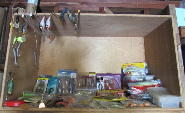 ASSORTMENT OF BAIT AND TACKLE
