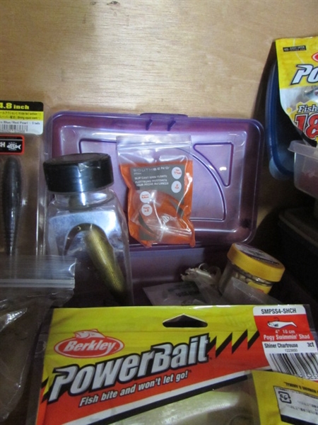 ASSORTMENT OF BAIT AND TACKLE