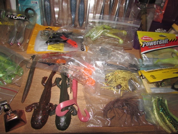ASSORTMENT OF BAIT AND TACKLE