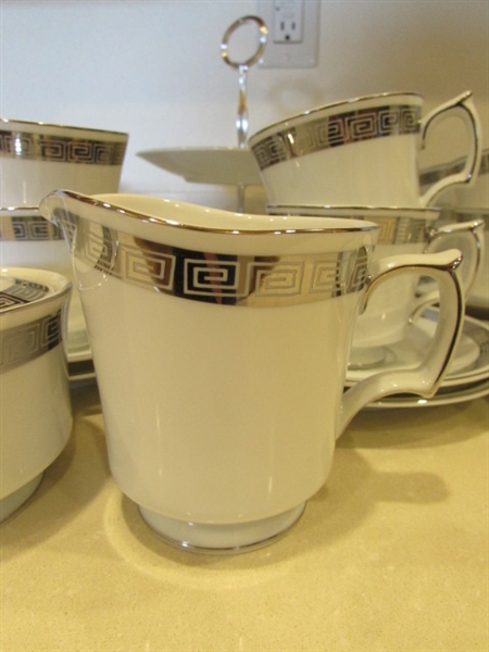 HARMONY HOUSE ROMAIC FINE CHINA - TEA CUPS, SAUCERS, SUGAR, CREAMER, ETC - 43 PIECES