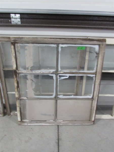 5 VINTAGE 6-PANE WOOD FRAME WINDOWS