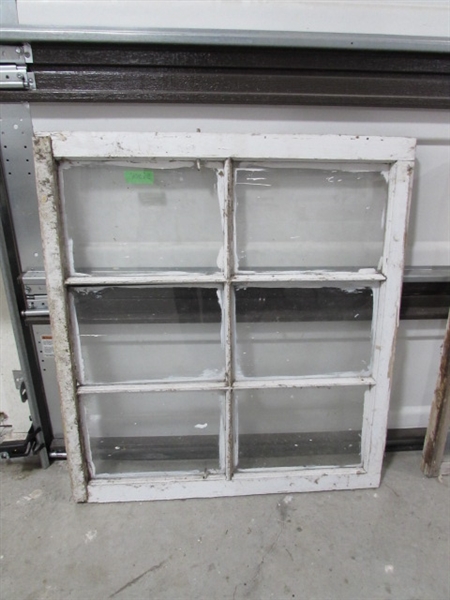 5 VINTAGE 6-PANE WOOD FRAME WINDOWS