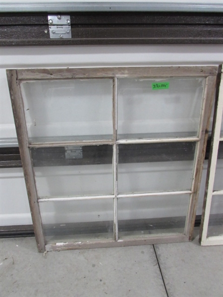 5 VINTAGE 6-PANE WOOD FRAME WINDOWS