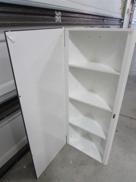 2 WALL MOUNT MEDICINE CABINETS W/BEVELED MIRRORS - 1 CORNER MOUNT