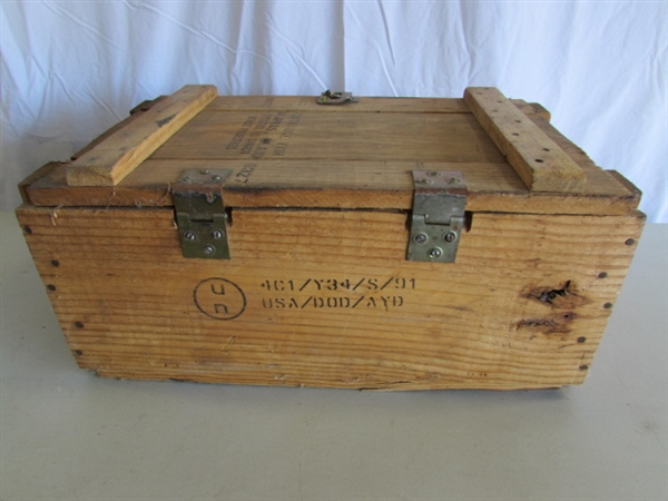 WOODEN MILITARY AMMUNITION BOX - EMPTY