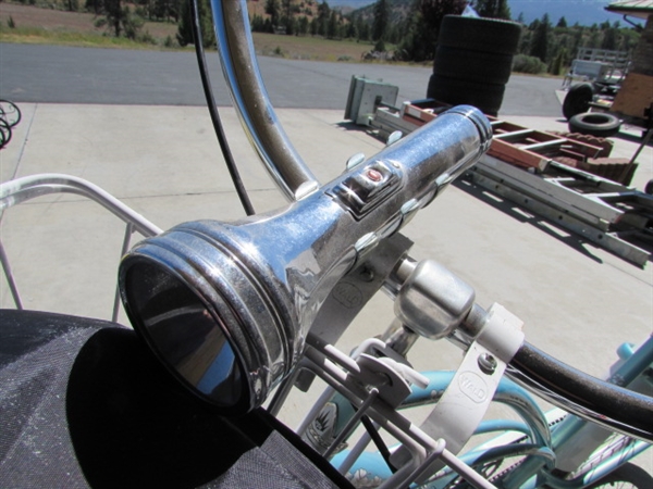 LT BLUE LADIES 3-SPEED ELECTRA CRUISER 26 BICYCLE W/HELMET, VEST & LOCK
