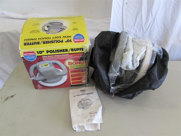 INFLATER, POLISHER/BUFFER & TIRE CHAINS