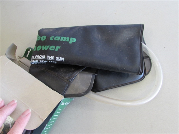 COLEMAN LANTERN, PORTA-POTTY & CAMP SHOWER