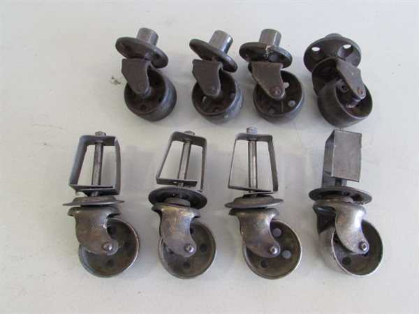 2 SETS OF 4 METAL CASTORS