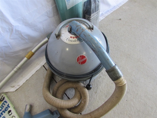 VINTAGE HOOVER CONSTELLATION CANISTER VACUUM W/ATTACHMENTS