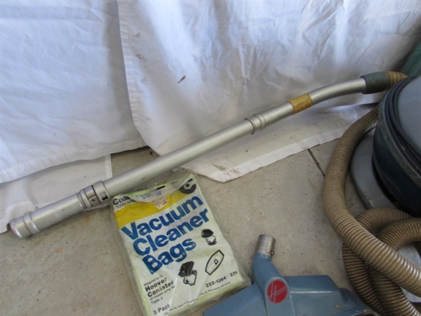 VINTAGE HOOVER CONSTELLATION CANISTER VACUUM W/ATTACHMENTS