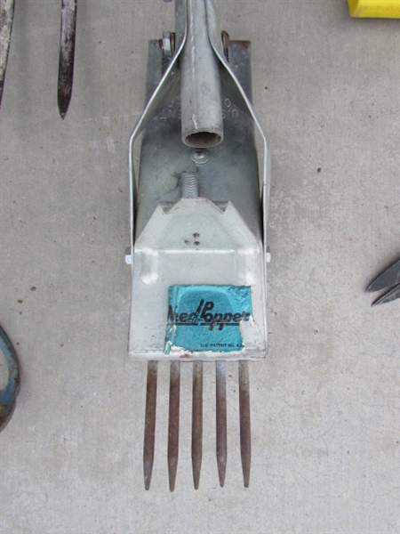 LONG HANDLED YARD TOOLS - RAKE, PITCHFORK, POST HOLE DIGGER & MORE