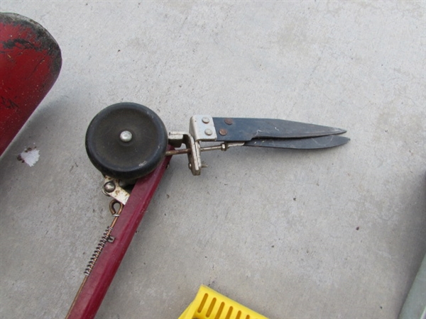 LONG HANDLED YARD TOOLS - RAKE, PITCHFORK, POST HOLE DIGGER & MORE