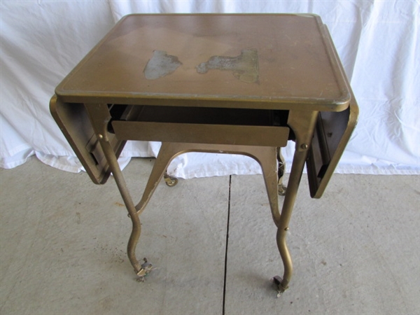 VINTAGE TYPEWRITER CART, TYPEWRITER & 2 DESK CHAIRS