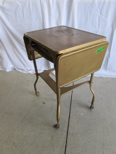VINTAGE TYPEWRITER CART, TYPEWRITER & 2 DESK CHAIRS