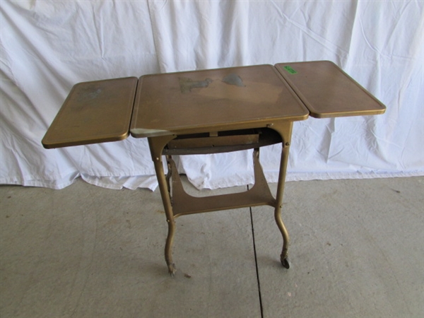 VINTAGE TYPEWRITER CART, TYPEWRITER & 2 DESK CHAIRS