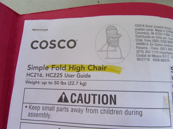 FOLDING HIGH CHAIR & KIDS TEEPEE TENT