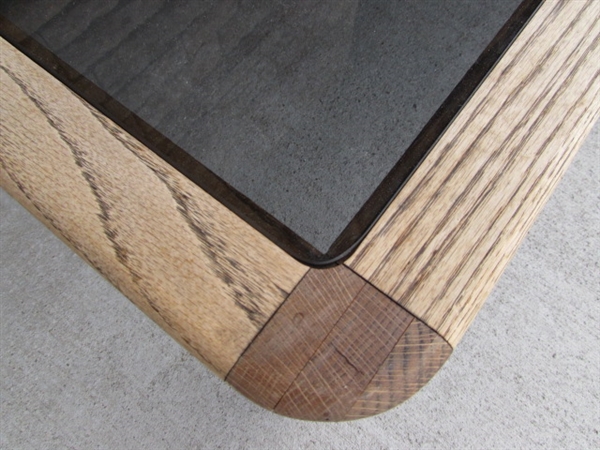 OAK & SMOKED GLASS COFFEE TABLE