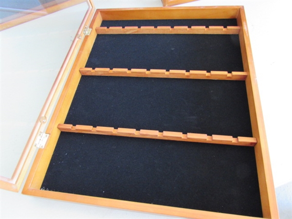 5 ENCLOSED SOUVENIR SPOON DISPLAY CASES - WALL MOUNT