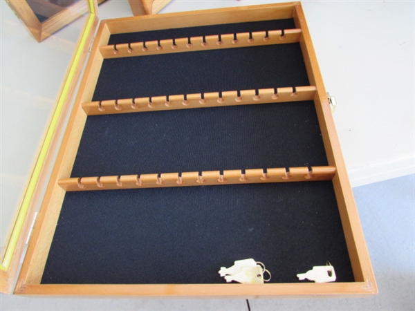 6 ENCLOSED SOUVENIR SPOON DISPLAY CASES - WALL MOUNT