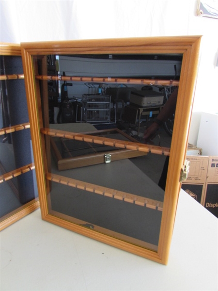 6 ENCLOSED SOUVENIR SPOON DISPLAY CASES - WALL MOUNT
