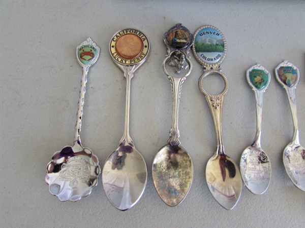 LARGE COLLECTION OF SOUVENIR SPOONS FROM ALL OVER THE WORLD