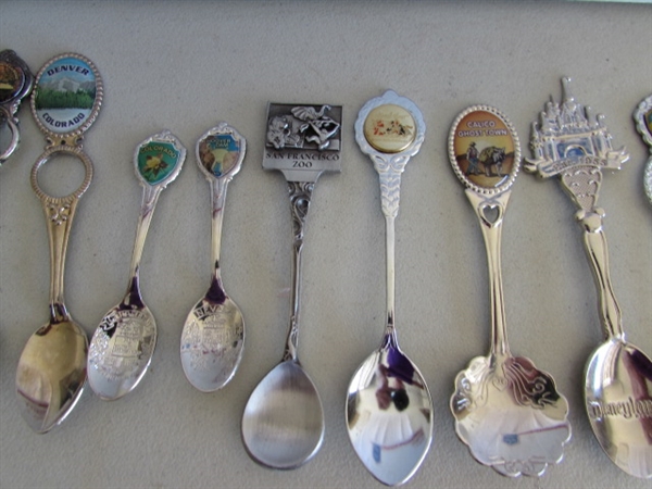 LARGE COLLECTION OF SOUVENIR SPOONS FROM ALL OVER THE WORLD