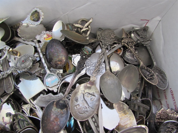 LARGE COLLECTION OF SOUVENIR SPOONS FROM ALL OVER THE WORLD