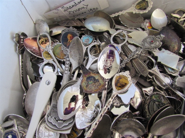 LARGE COLLECTION OF SOUVENIR SPOONS FROM ALL OVER THE WORLD