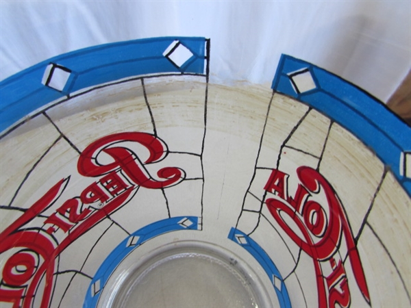 STAINED GLASS PATTERN PEPSI-COLA PITCHERS & DRINKING GLASSES